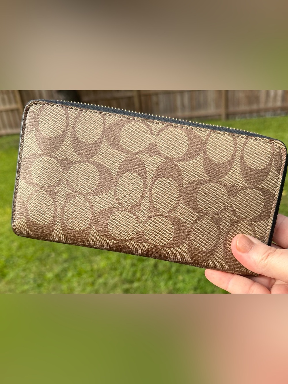 Coach Signature Long Zip Around Wallet - Picture 3 of 5